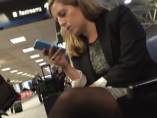 Candid pantyhose airport